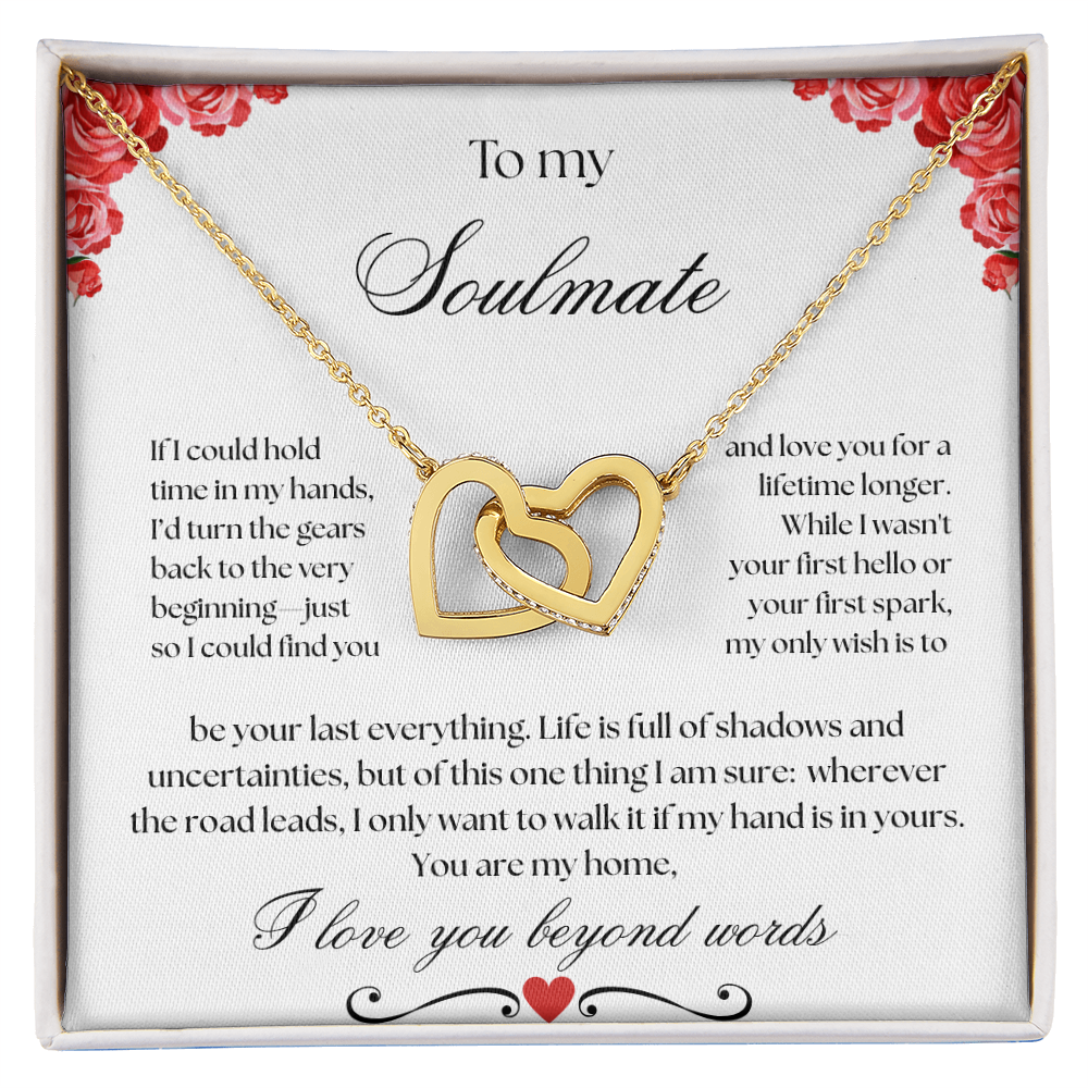 To my Soulmate Interlocking Hearts Necklace (Yellow & White Gold Variants)