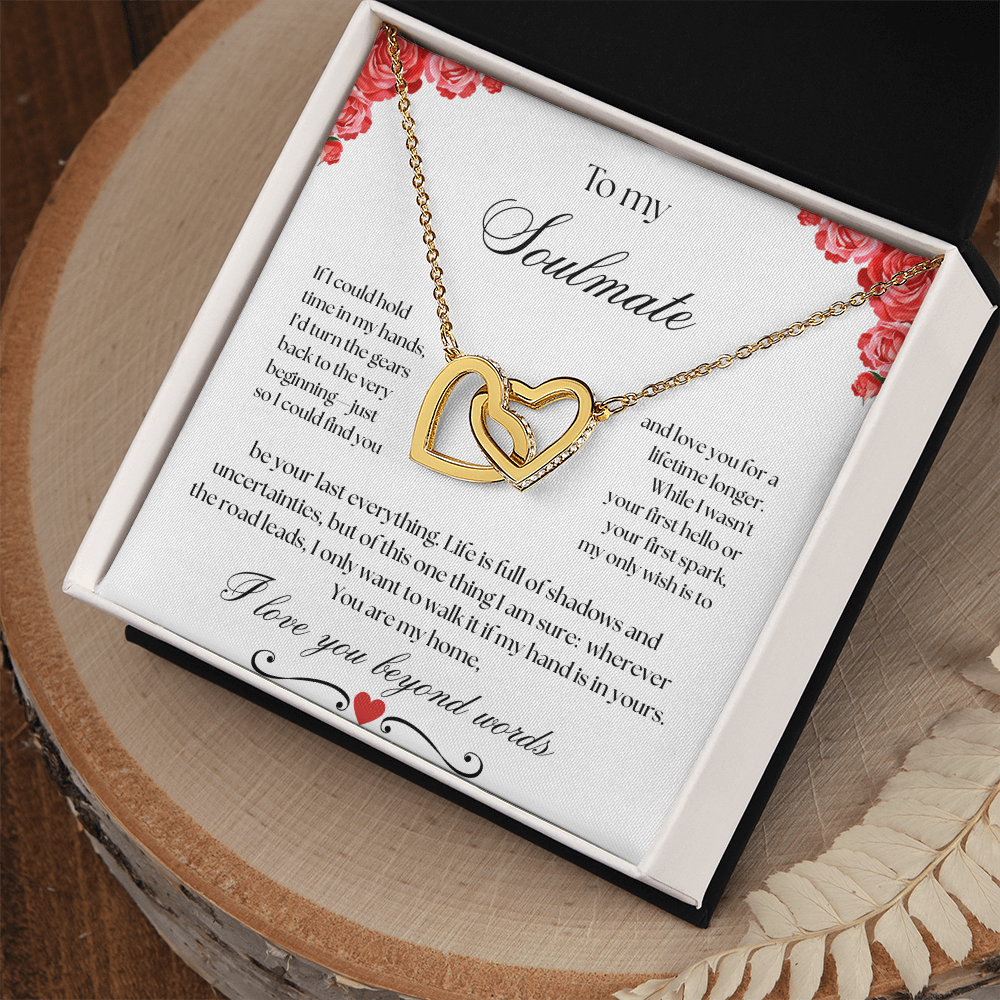 To my Soulmate Interlocking Hearts Necklace (Yellow & White Gold Variants)