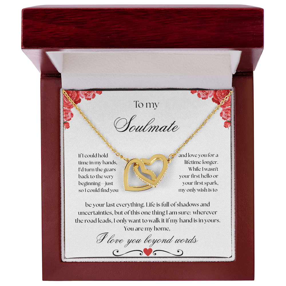 To my Soulmate Interlocking Hearts Necklace (Yellow & White Gold Variants)