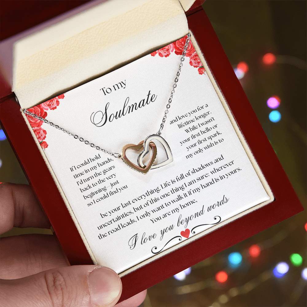 To my Soulmate Interlocking Hearts Necklace (Yellow & White Gold Variants)